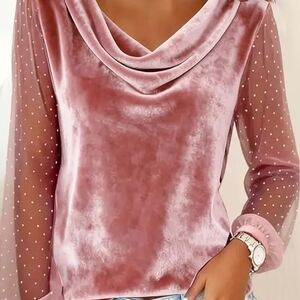 Elegant top Xl long sleeves mesh bust 39_42"